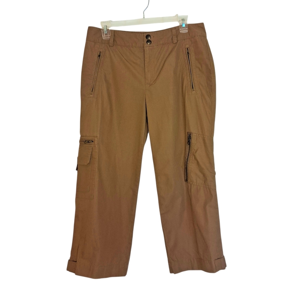 Lauren Ralph Lauren Crop Capri Cargo Pants Sz 10 Cotton Tan